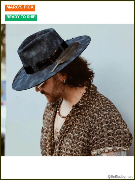 Vintage Style Wide Brim Fedora Hat 100% Wool Stiff Felt Rancher Hat Handmade main image 5